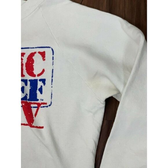 Vintage 90s Comic Relief 5 Sweatshirt Large White 1992 Robin Williams Jim Carrey - Picture 6 of 8